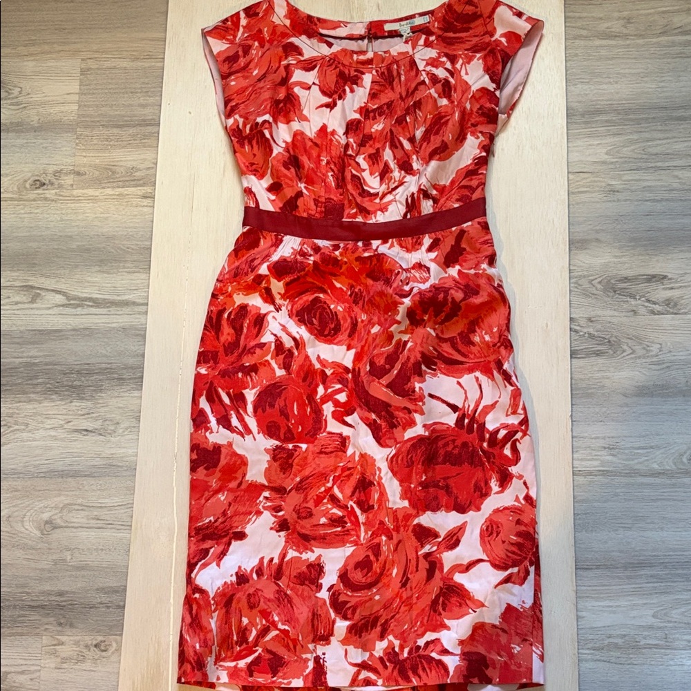 Boden Red Floral Midi Dress